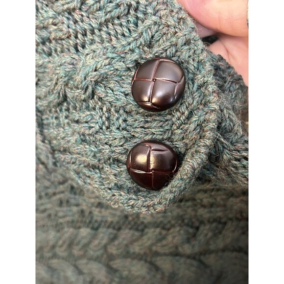 NWT Carraig Donn Merino Wool Chunky Knit Poncho Emerald Green Irish Made OS NEW - Picture 8 of 10